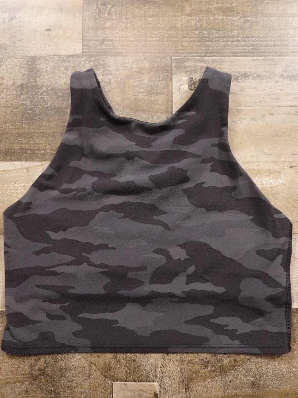Athleta High Neck Longline Sports‎ Bra Women's Small Black Gray Camo